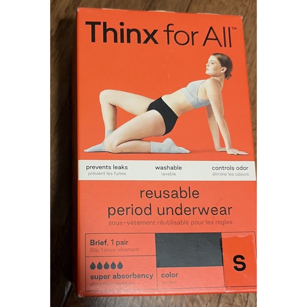 Thinx for‎ All Period Underwear Brief Super Extreme Absorbency Size S Black